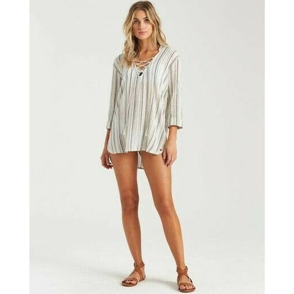 Billa Bong Same Story Hoodie Gray/White Striped Long Sleeve Hoodie-M-NWT - Picture 8 of 8